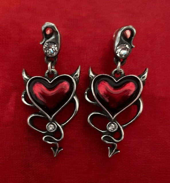 Devil Heart Earrings, Valentine Charms for Jewelry Making